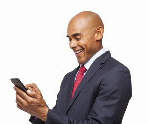 Male Professional Using Cell Phone - Isolated
