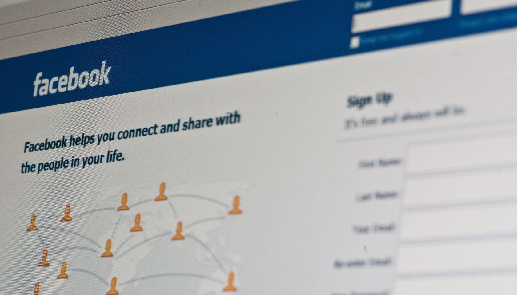 View of the Facebook homepage taken in W