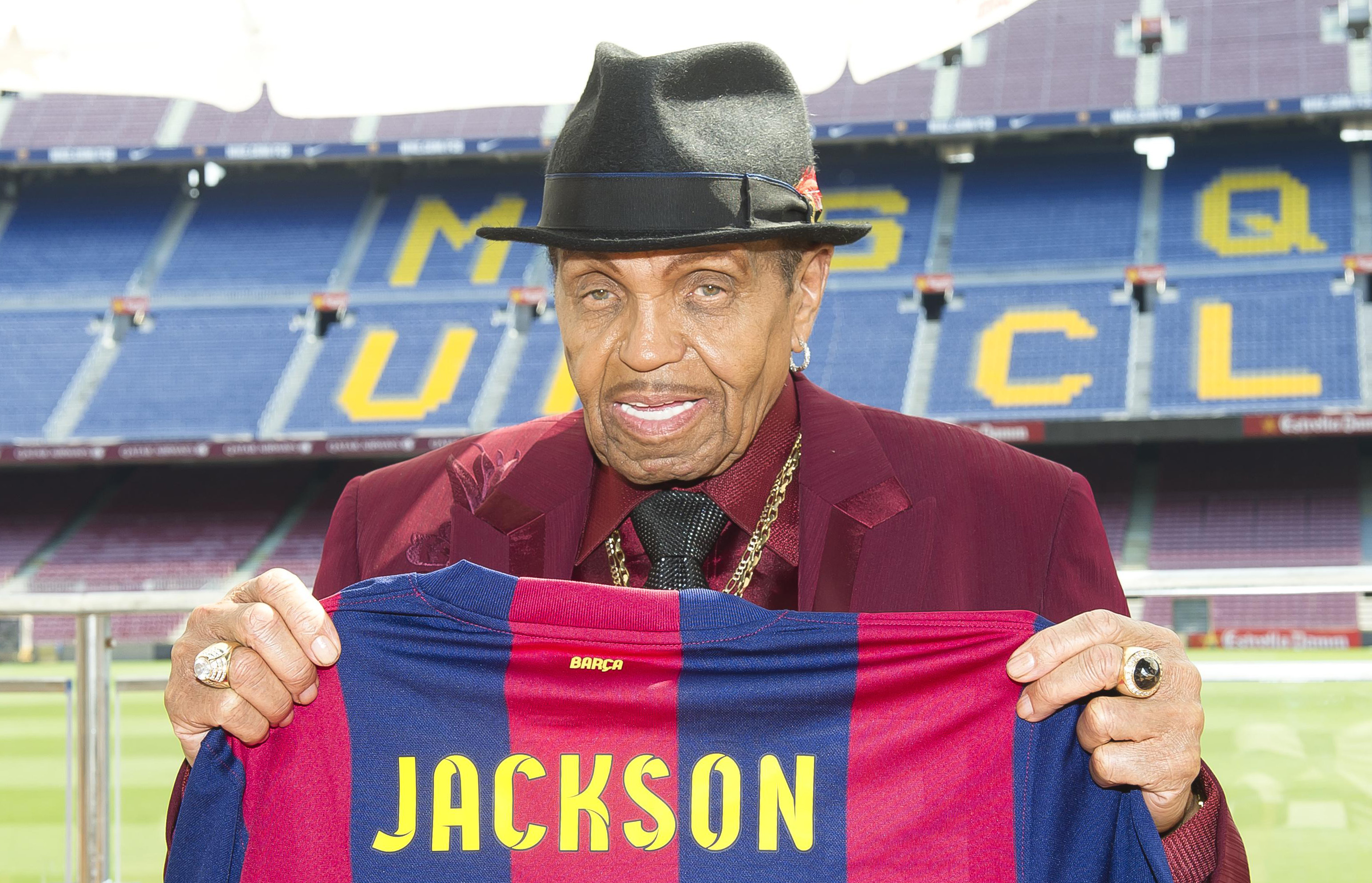 Joe Jackson Visits Barcelona FC Museum In Barcelona