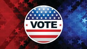 USA Election Vote Button with star shape background