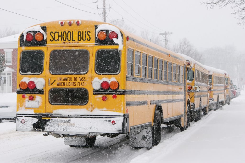 School's Out Early! Buses in Snow