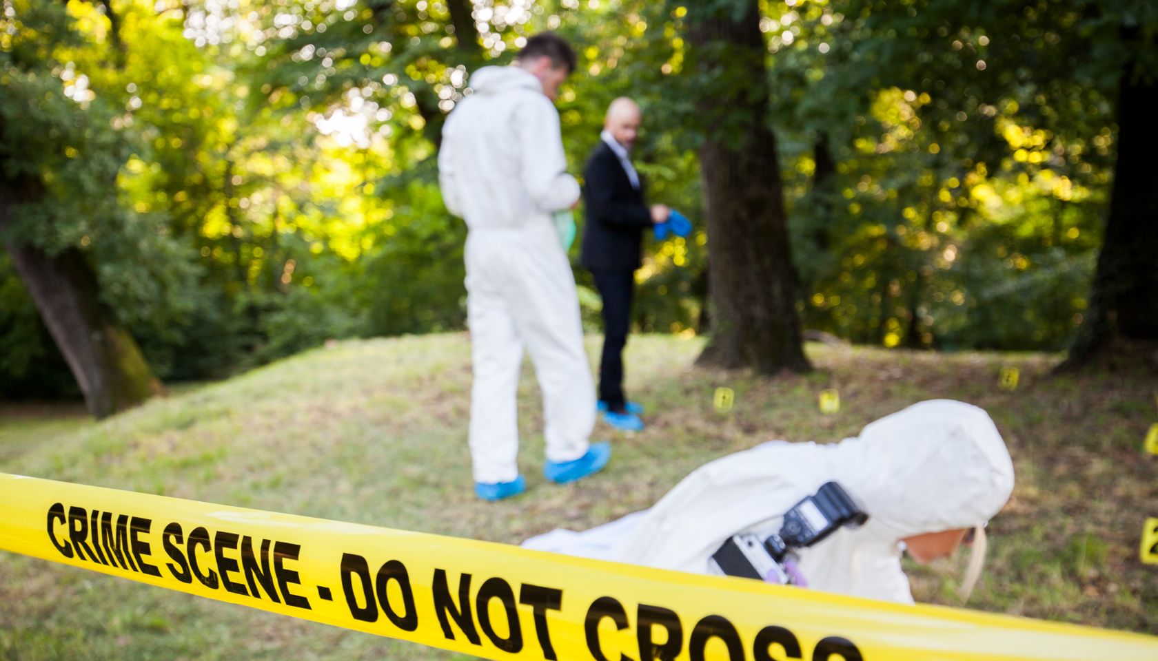 Crime scene in the woods