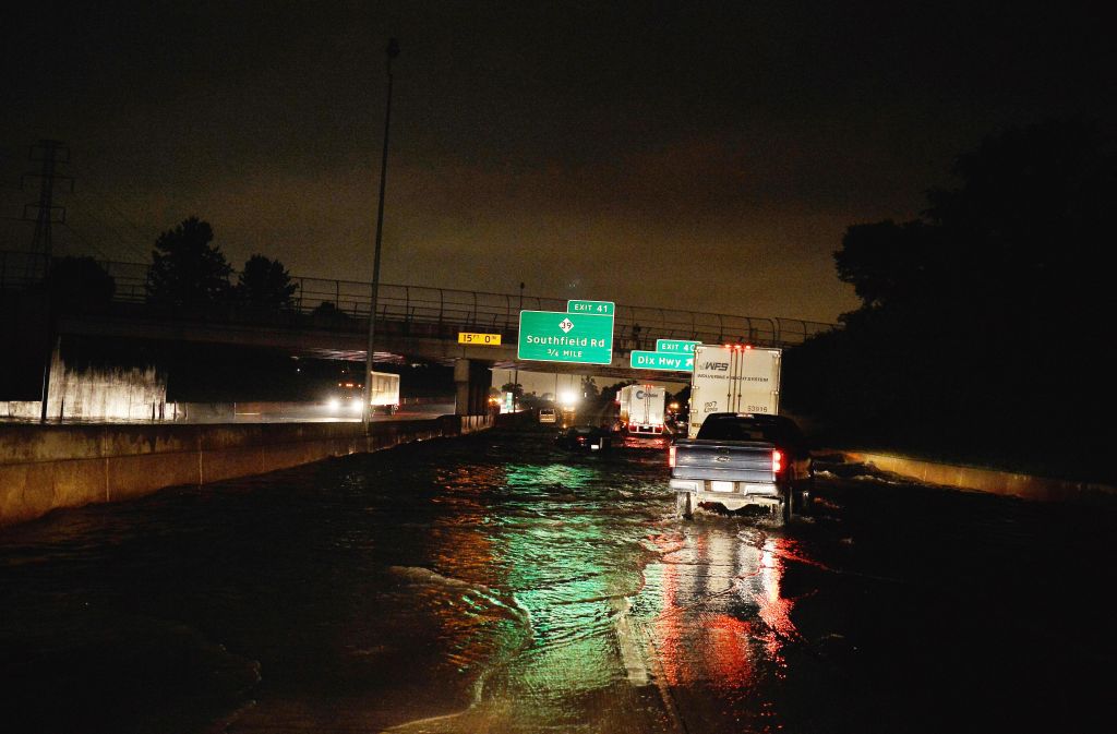 Heavy Rainfall Causes Widespread Flooding In The Detroit Area