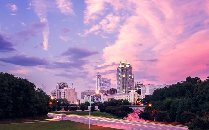 The Raleigh Skyline at Sunset