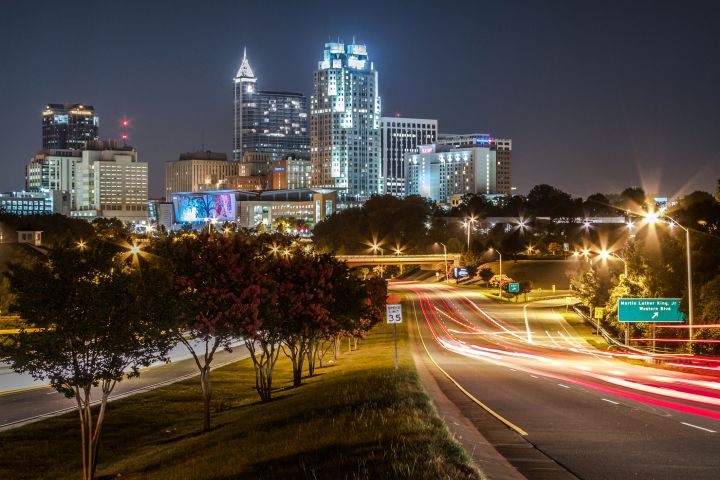 Downtown Raleigh Skyline at Night