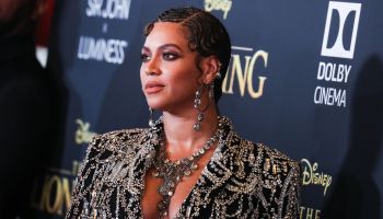 Singer Beyonce Knowles Carter wearing an outfit by Alexander McQueen and Lorraine Schwartz jewelry arrives at the World Premiere Of Disney's 'The Lion King' held at the Dolby Theatre on July 9, 2019 in Hollywood, Los Angeles, California, United States. (P