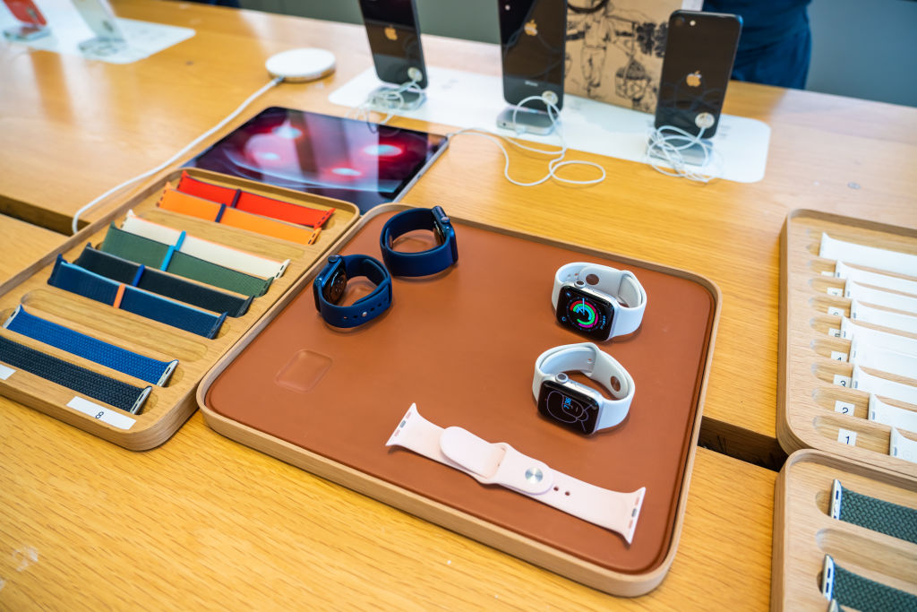 Apple Watch Series 6 displayed at an Apple retail store in...