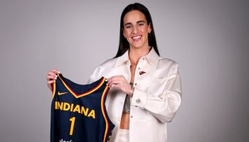 Caitlin Clark arrives in Indianapolis for the Indiana Fever